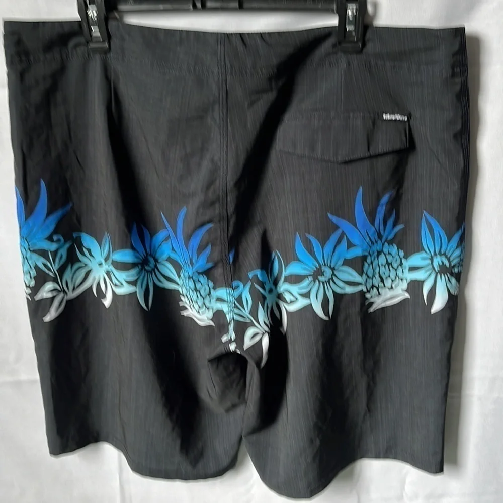 Island Haze Black & Blue Bermuda Swim Trunks| 40 W